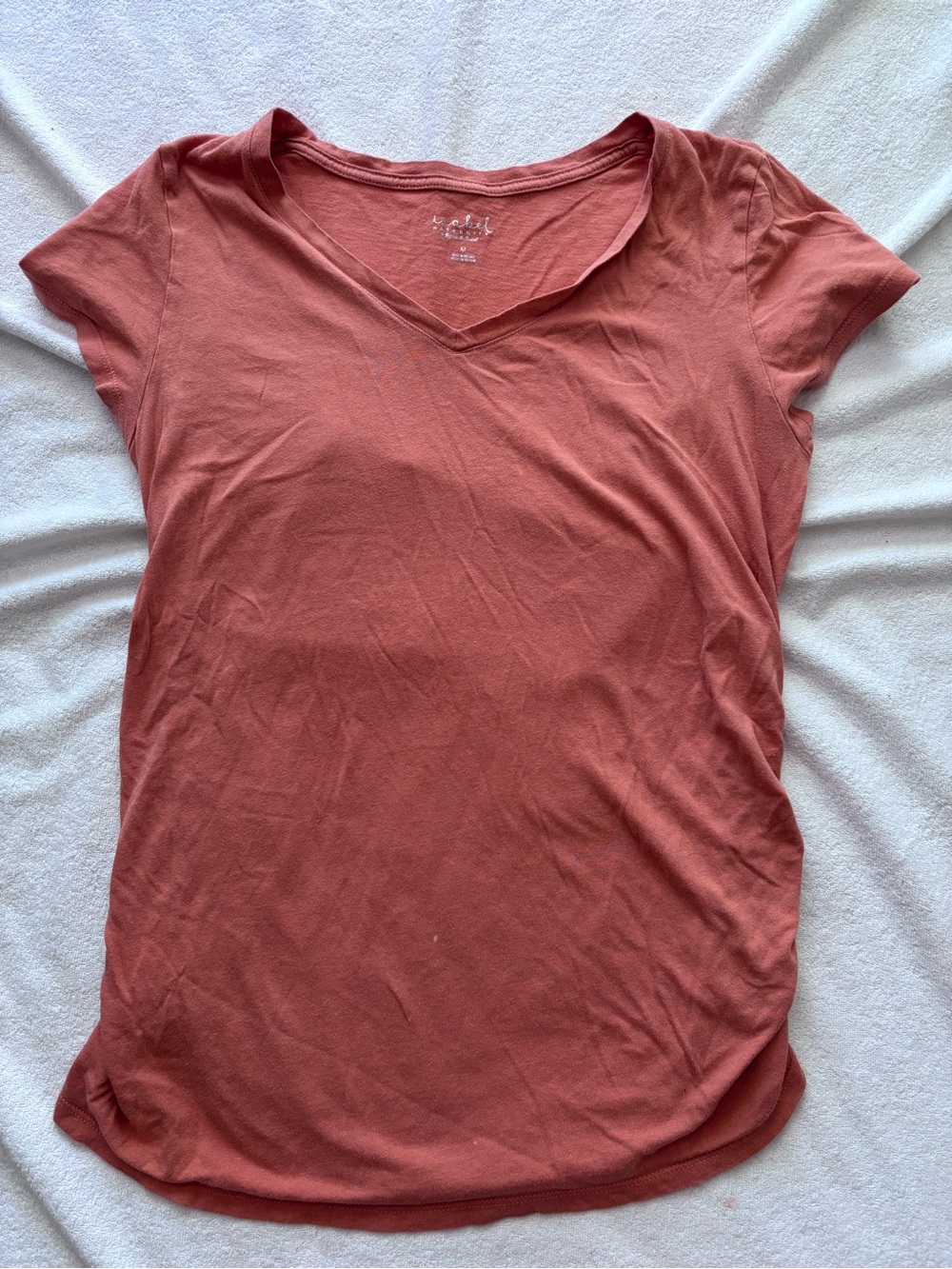Isabel Maternity by Ingrid & Isabel Short Sleeve V-Neck Tee in Terracotta